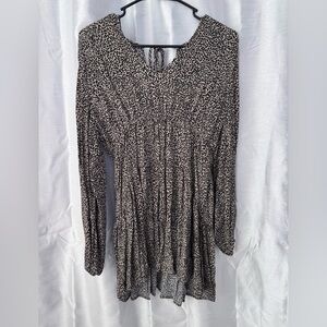 a new day Beige and Black Leopard Print Smocked Waist mini dress